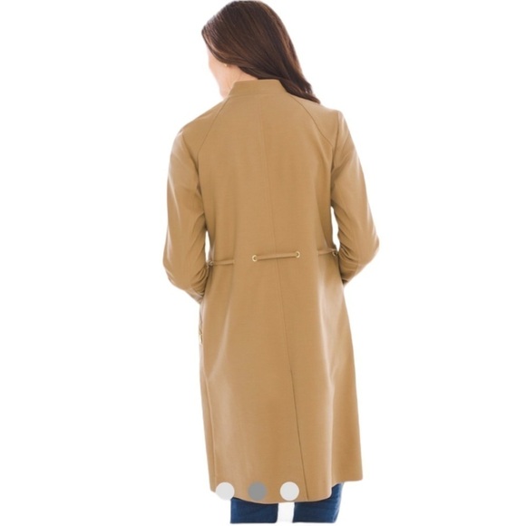 NWT CHICO'S Brown Drawstring Duster Trench Coat Jacket Size Petite 3 (XL 16/18) - Picture 2 of 16